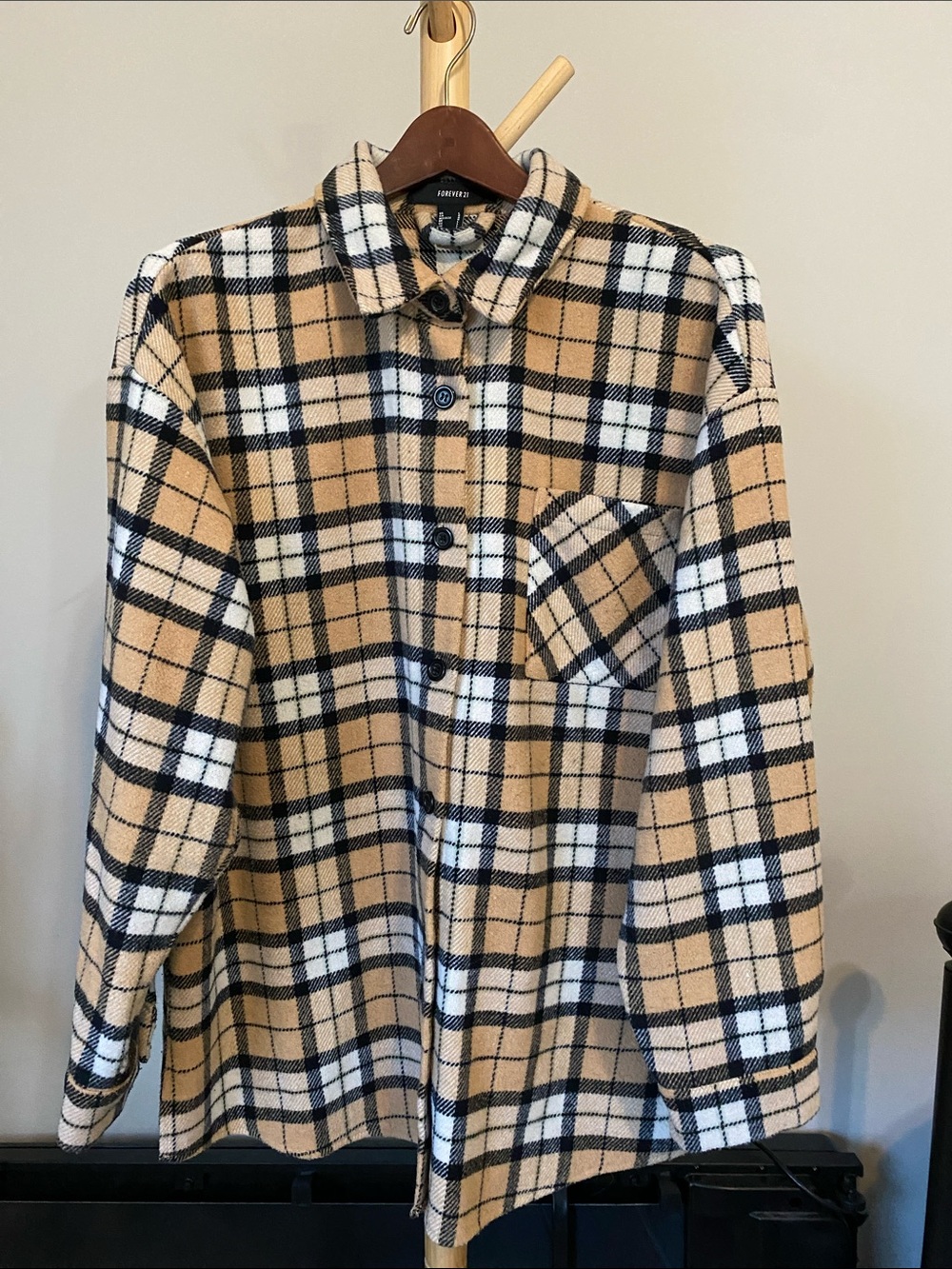 Forever 21 Women’s Plaid Shacket, Plaid Button-Down Shirt Jacket